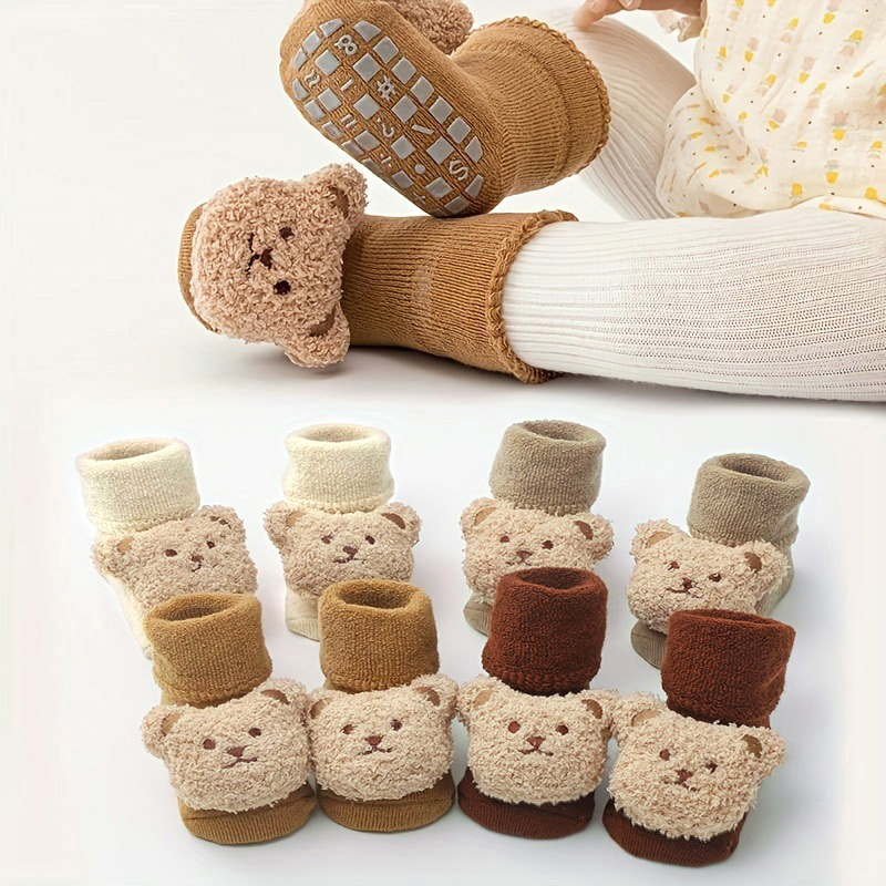 아기 양말 면화 두꺼운 따뜻한 아늑한 귀여운 만화 곰  - Unisex Baby Socks Non Slip 리뷰 및 가격