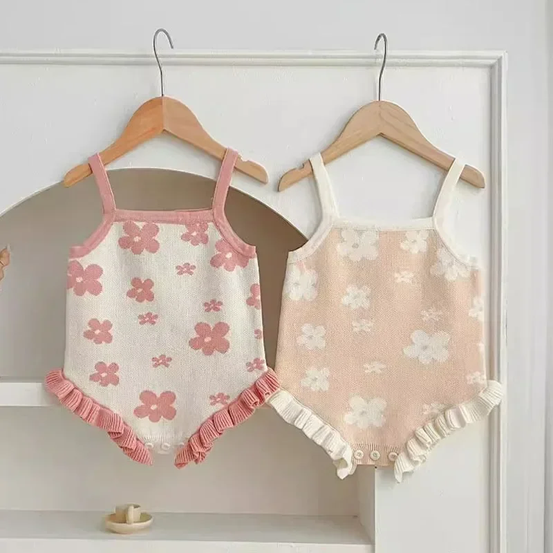 가을 신생아 소녀 바디수트, 민소매 얇은 니트 꽃 프린 - Newborn Baby Girl Romper Floral 리뷰 및 가격